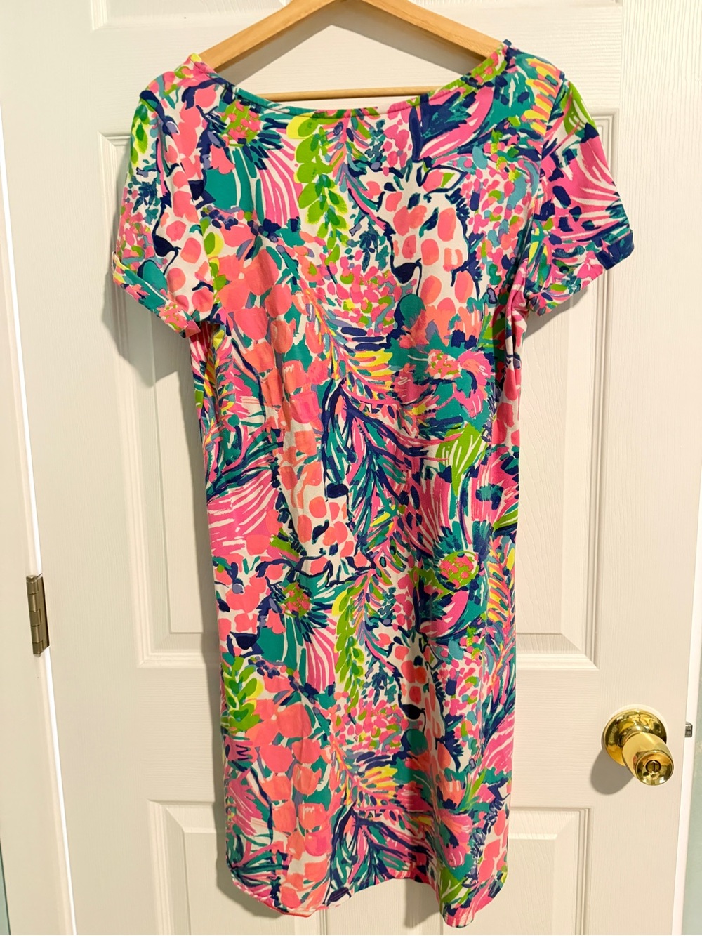 Lilly Pulitzer Pink Multi Floral Scoop Neck Short Sleeve Dress - Picture 3 of 3